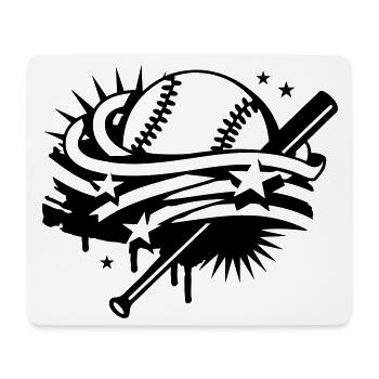 Baseball and a baseball bat with stripes and stars - Mouse Pad (horizontal) - white - Front