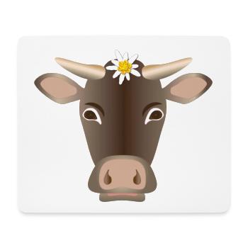 Alpine cow with edelweiss - Mouse Pad (horizontal) - white - Front