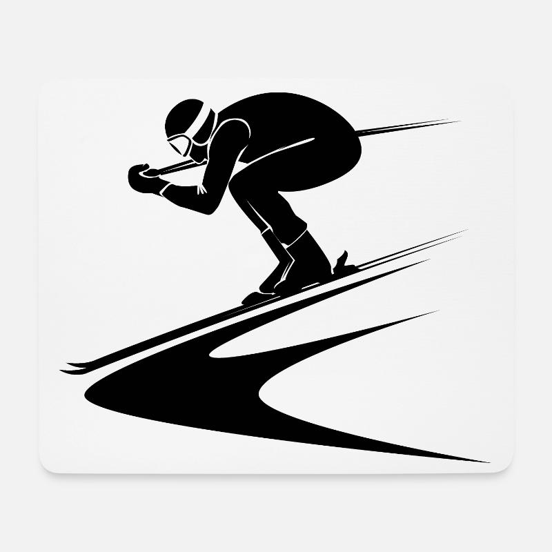 ski alpin abfahrt fahrer skier symbol Wintersport - Mousepad (Querformat) - Weiß