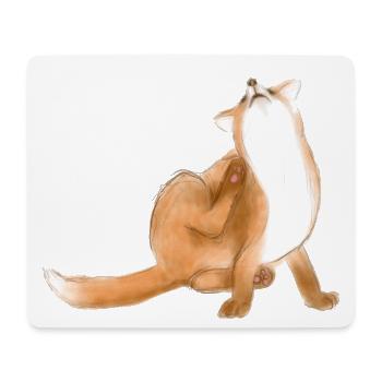 Scratching fox cute animal drawing - Mouse Pad (horizontal) - white - Front