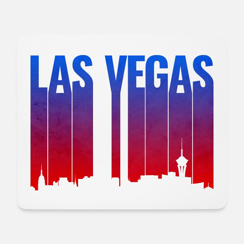Las Vegas Gradient Skyline Silhouette - Mousepad (Querformat) - Weiß