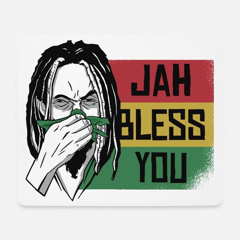 Jah Bless You Rastafari Grafik - Mousepad (Querformat) - Weiß