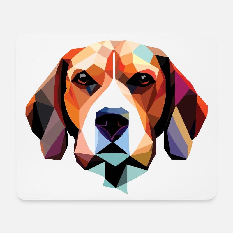 Beagle Hund Polygon - Mousepad (Querformat) - Weiß