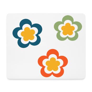 Fleur Motif Rétro Hippie Festival des années 70 - Tapis de souris (format paysage) - blanc - Devant