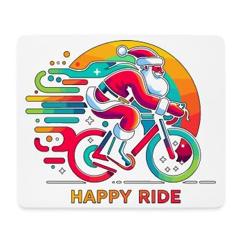 Vibrant Santa Cycling Illustration - Mouse Pad (horizontal) - white - Front