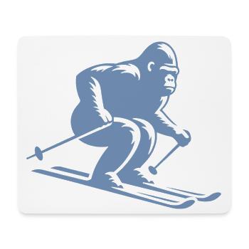 Affe Gorilla Schimpanse Ski Silhouette Design - Mousepad (Querformat) - Weiß - Vorne