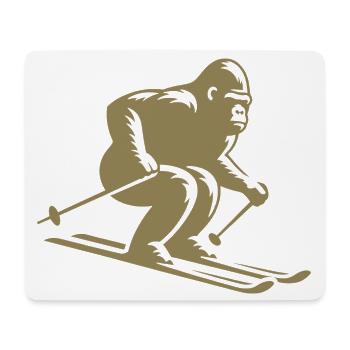 Affe Gorilla Schimpanse Ski Silhouette Design - Mousepad (Querformat) - Weiß - Vorne