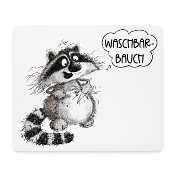 Lustiger Waschbär Waschbärbauch Waschbrettbauch - Mousepad (Querformat) - Weiß - Vorne