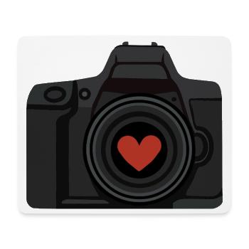 Appareil photo d’amour avec un cœur pour les vrais fans de photographie - Tapis de souris (format paysage) - blanc - Devant