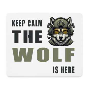 Keep Calm Wolf Is Here - Mouse Pad (horizontal) - white - Front