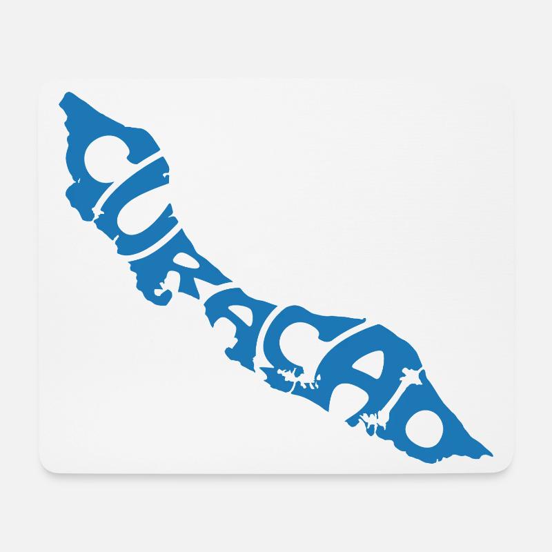 Curacao Karte Künstlerisches Typografie-Design - Mousepad (Querformat) - Weiß