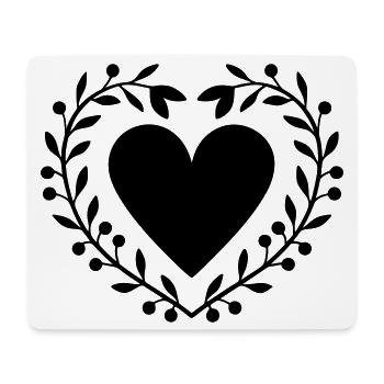 Blätterkranz mit Herz - Mousepad (Querformat) - Weiß - Vorne