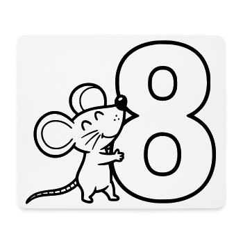 Maus mit Zahl Acht Cartoon Illustration - Mousepad (Querformat) - Weiß - Vorne