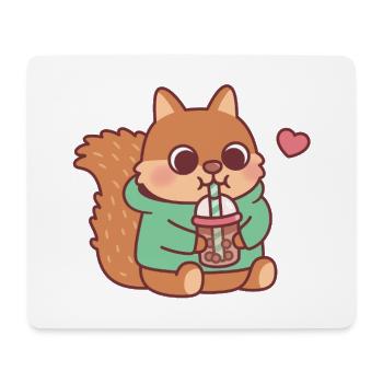 Süßes Eichhörnchen liebt Boba-Tee - Mousepad (Querformat) - Weiß - Vorne