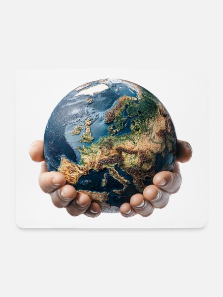 Erde in Händen: Globale Verantwortung - Mousepad (Querformat) - Weiß