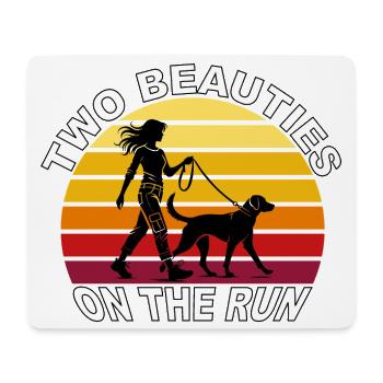 Two Beauties on the Run Dog Retro Design - Mouse Pad (horizontal) - white - Front