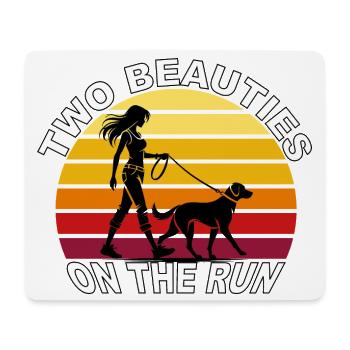Two Beauties on the Run Dog Retro Design - Mouse Pad (horizontal) - white - Front
