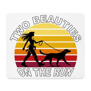 Two Beauties on the Run Dog Retro Design - Mouse Pad (horizontal) - white - Front