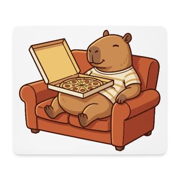 Capybara Sofa Pizza gemütliches Tierdesign - Mousepad (Querformat) - Weiß - Vorne