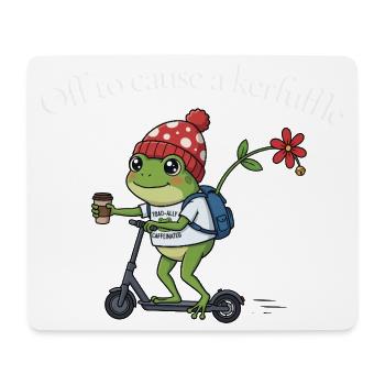 Frosch auf Tour Kaffeeabenteuer - Mousepad (Querformat) - Weiß - Vorne