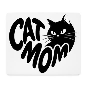 Cat Mom Herz mit schwarzer Katze - Mousepad (Querformat) - Weiß - Vorne