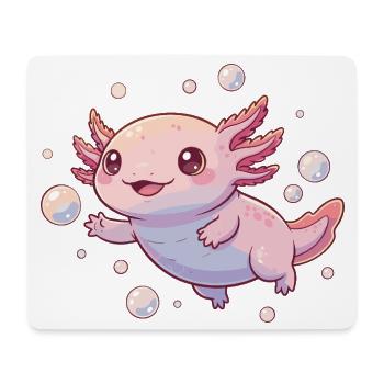 Cuddly Bubble Axolotl Cartoon - Mouse Pad (horizontal) - white - Front