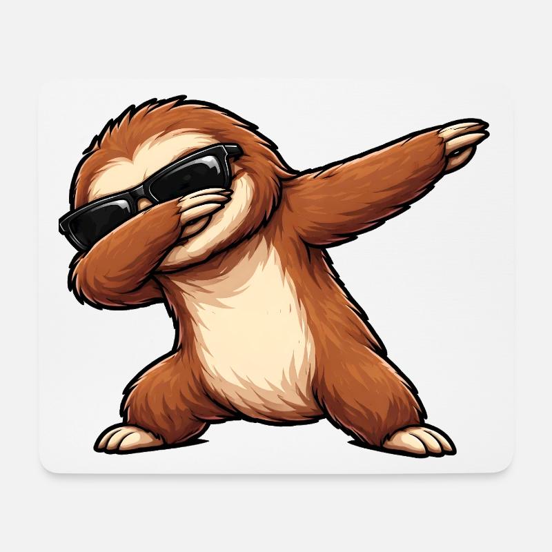 Dabbing Faultier - Mousepad (Querformat) - Weiß