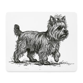 Yorkshire Terrier Sketch – Hund Design - Mousepad (Querformat) - Weiß - Vorne