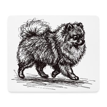 Zwergspitz Sketch – Minimalistisches Hund Design - Mousepad (Querformat) - Weiß - Vorne