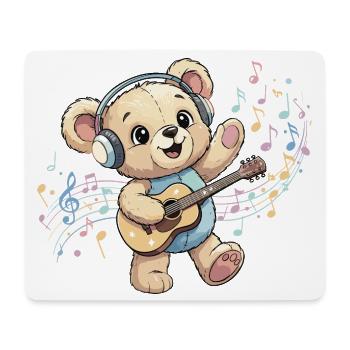 Kuschelbär mit Gitarre Groove - Mousepad (Querformat) - Weiß - Vorne