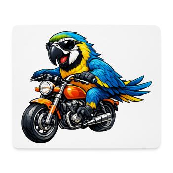 Parrot on the motorcycle - Mouse Pad (horizontal) - white - Front