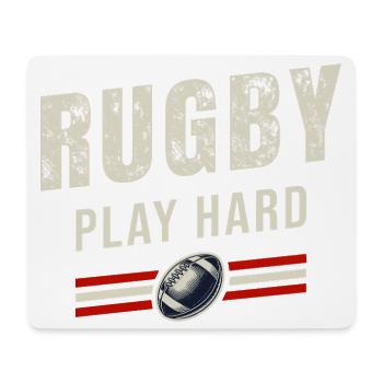 Rugby Spiel hart | Passion Oval Ball - Mousepad (Querformat) - Weiß - Vorne