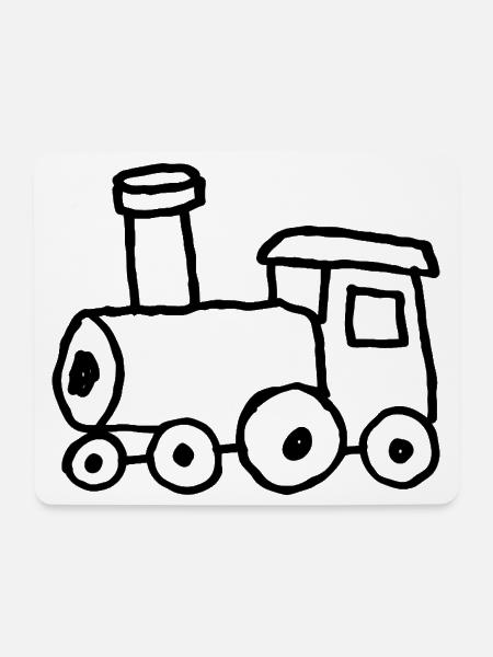 Handgezeichnete Spielzeug-Lokomotive - Mousepad (Querformat) - Weiß