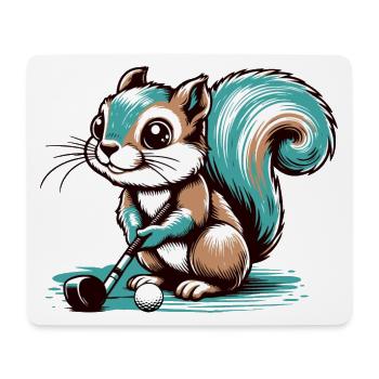 Mignon écureuil de dessin animé jouant au golf - Tapis de souris (format paysage) - blanc - Devant