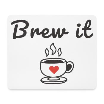 Citation Brew It Coffee : design minimaliste mignon - Tapis de souris (format paysage) - blanc - Devant