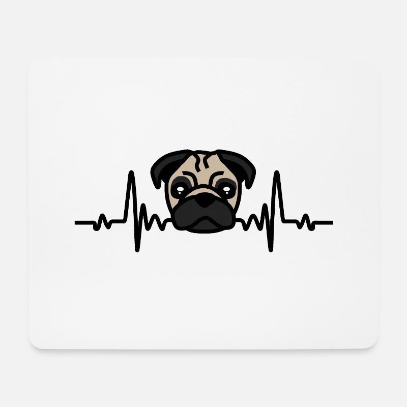 Herzschlag, Mops, Hund, Heartbeat, Geschenk - Mousepad (Querformat) - Weiß