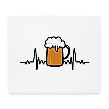Battement de cœur, Bière, Verre de bière, Alcool, Cadeau - Tapis de souris (format paysage) - blanc - Devant