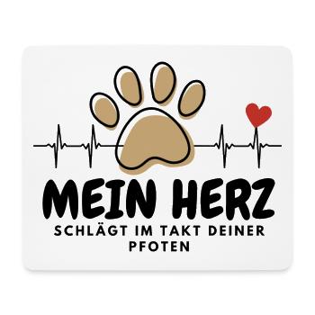 Mein HERZ schlägt ... Pfote Hunde HUND - Mousepad (Querformat) - Weiß - Vorne