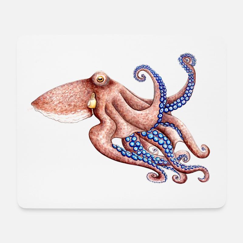 Blaue Krake - Blau Krake - Poulpe bleu - Mousepad (Querformat) - Weiß