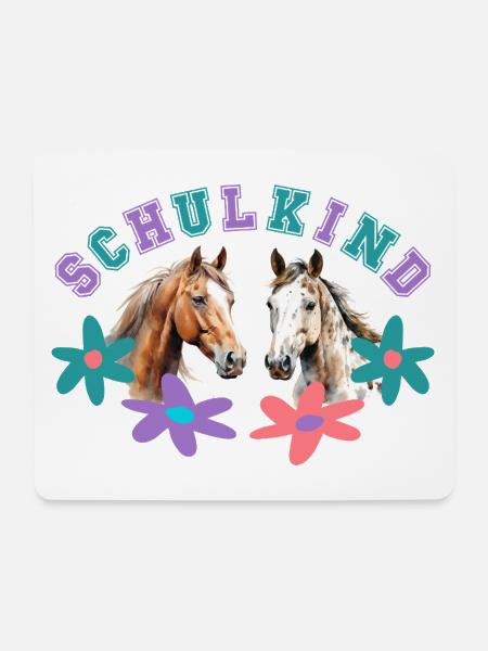 Schulkind Pferde Einschulung Reiterin - Mousepad (Querformat) - Weiß
