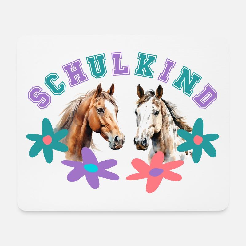Schulkind Pferde Einschulung Reiterin - Mousepad (Querformat) - Weiß