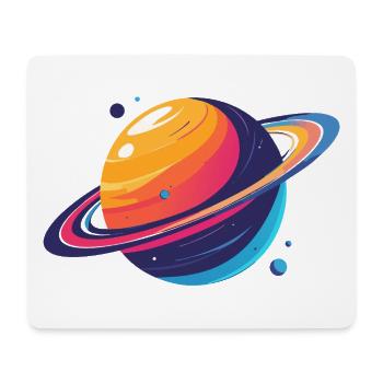 Planète néon Planète Cosmos avec l’Anneau et les Lunes - Tapis de souris (format paysage) - blanc - Devant