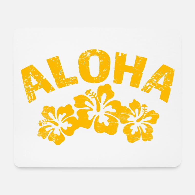 Aloha Hibiscus Tropical Print - Mouse Pad (horizontal) - white
