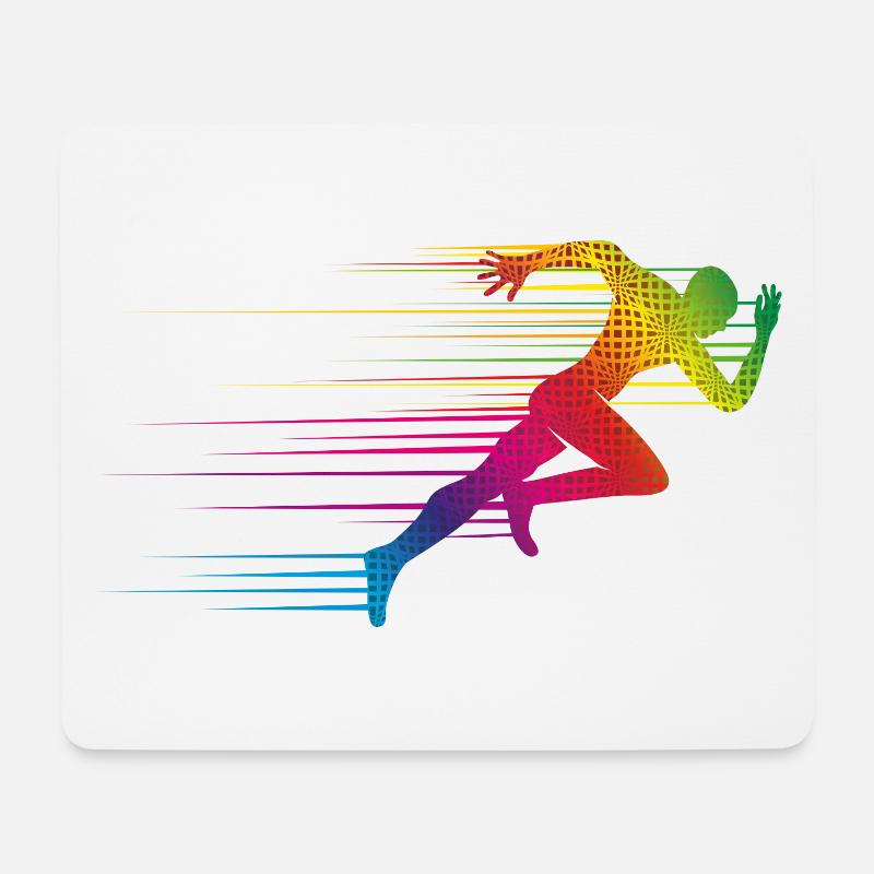 dynamisches Motiv eines Läufers beim Sprinten - Mousepad (Querformat) - Weiß