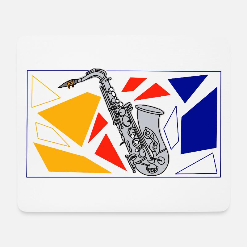 Silber Saxophon Pop Art - Mousepad (Querformat) - Weiß