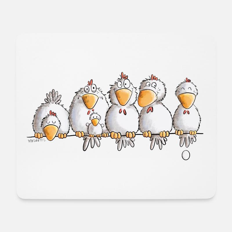 Poulets sur le poulpe I poulet BD - Tapis de souris (format paysage) - blanc