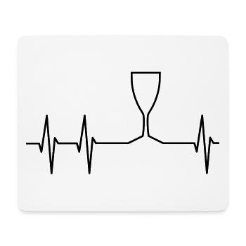 EKG und Weinglas - Mousepad (Querformat) - Weiß - Vorne
