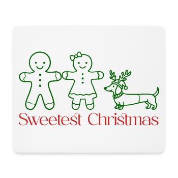 Christmas – Gingerbread Family with Dachshund (green) - Mouse Pad (horizontal) - white - Front