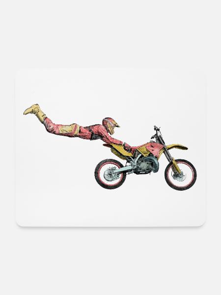 Motocross Freestyle - Musemåtte (tværformat) - hvid