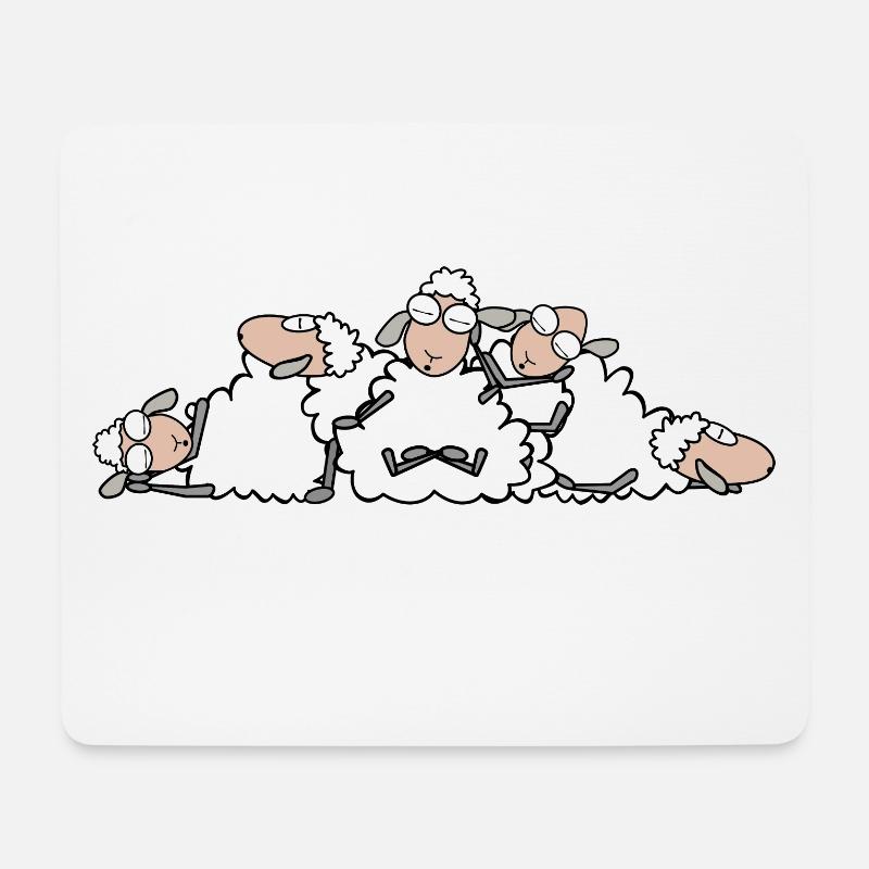 schlafende Schafe - Mousepad (Querformat) - Weiß
